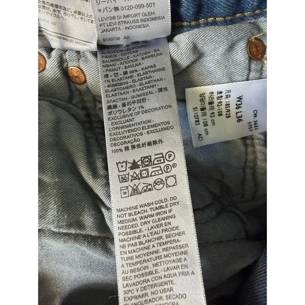 Levis Premium 501 Mens‎ Dark Wash Big E Straight Leg Jeans W36 L36 Blue